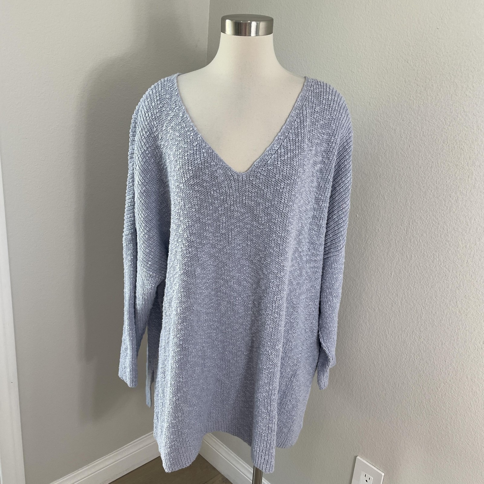 New Eileen Fisher Sweater Womens Plus 3x Lavender Organic Cotton Knit Tunic Top